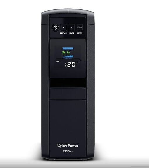 CyberPower PFC Sinewave Series 1350VA UPS, 10-Outlets, Black (CP1350PFCLCD)