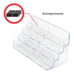 Deflect-O 8-Compartment Business Card Desktop Holder, 400-Card Capacity, Clear (70801)