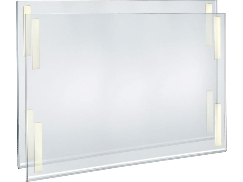 Azar Sign Holder, 22" x 17", Horizontal, Wall Mounted, Clear, Acrylic, 2/Pack (122038-2PK)