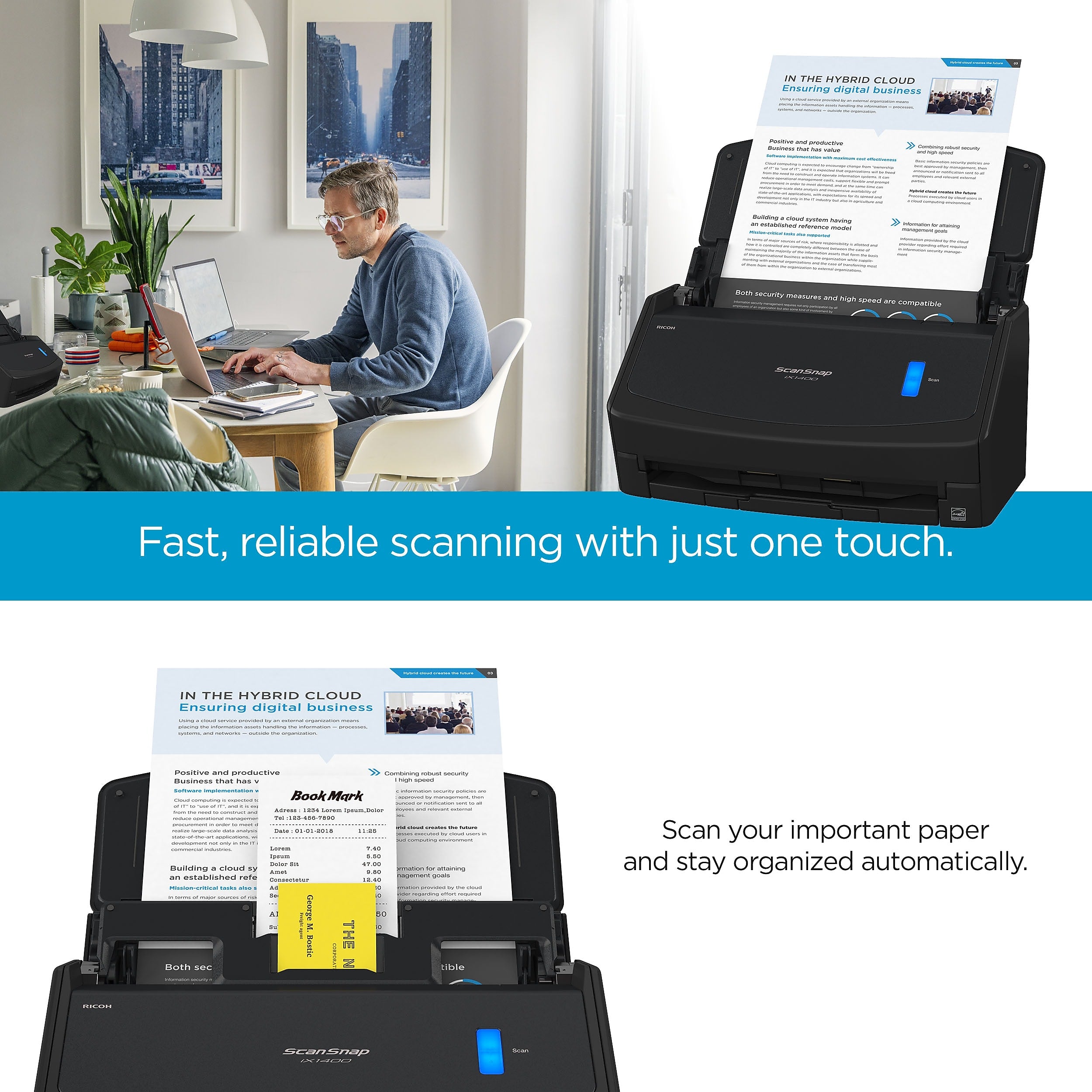 RICOH ScanSnap IX1400 PA03820-B235 Duplex Document Scanner, Black