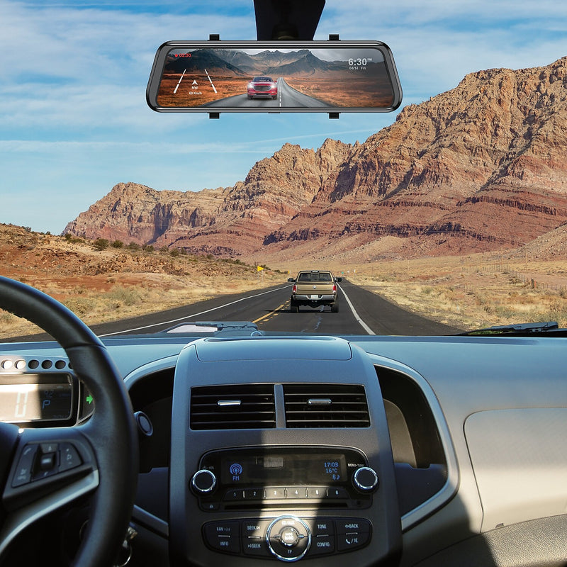 GekoGear Orbit D100 2 Channel 1080P Front / 1080P Rearview Mirror Dashcam, Black