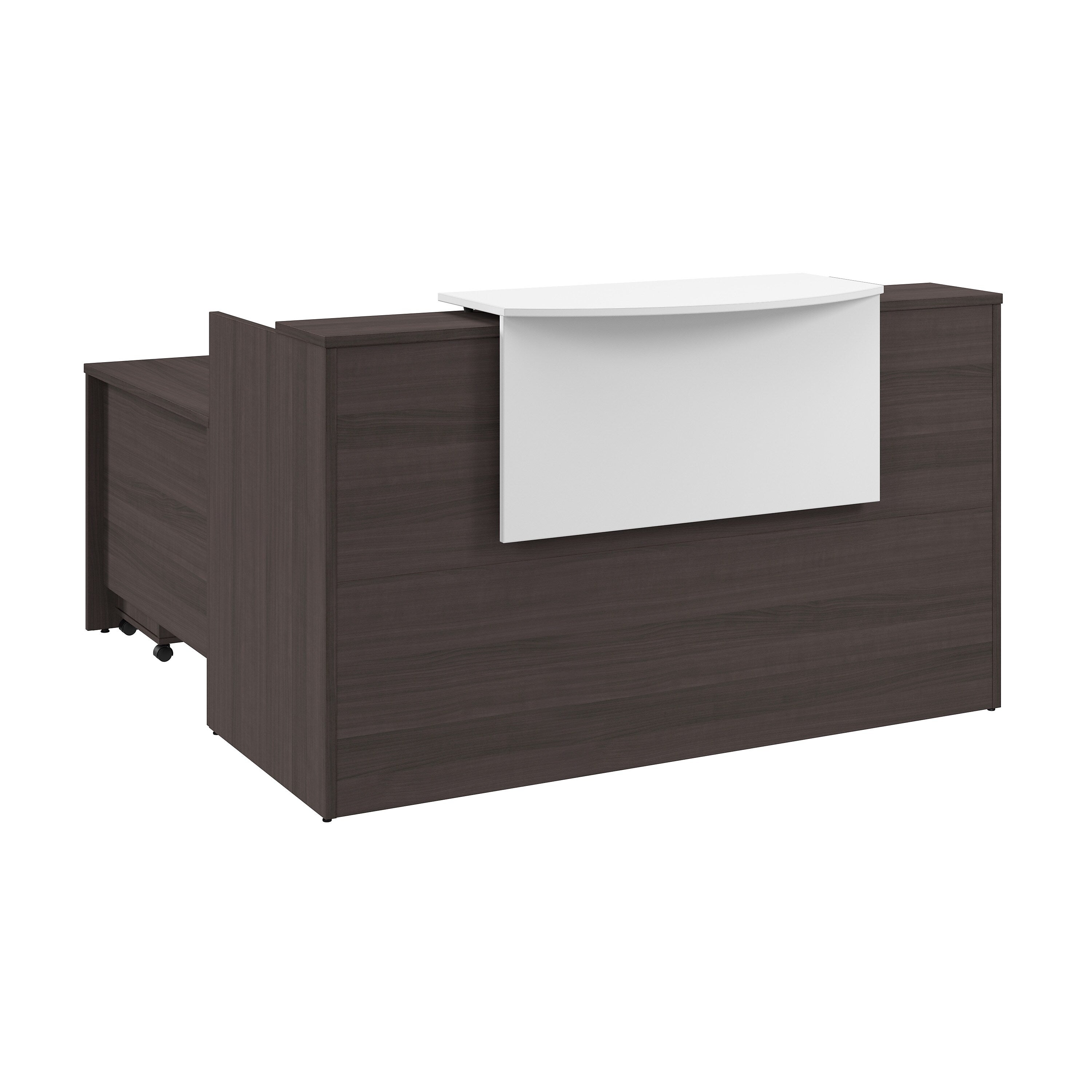 Bush Business Furniture Arrive 72"W L Shaped Reception Desk with Counter and Mobile File Cabinet, Storm Gray (ARV010SG)