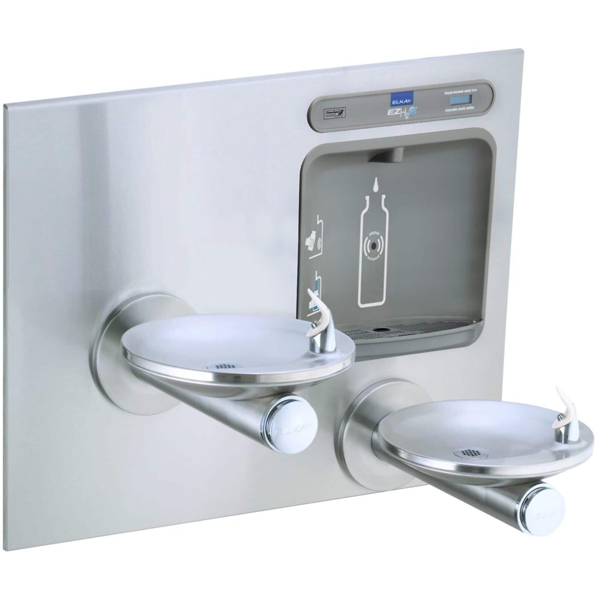 Elkay ezH20 Wall Mounted Dual Station Drinking Fountain with Hands Free Bottle Filler, 18-1/2" (EZWS-EDFPBM117K)