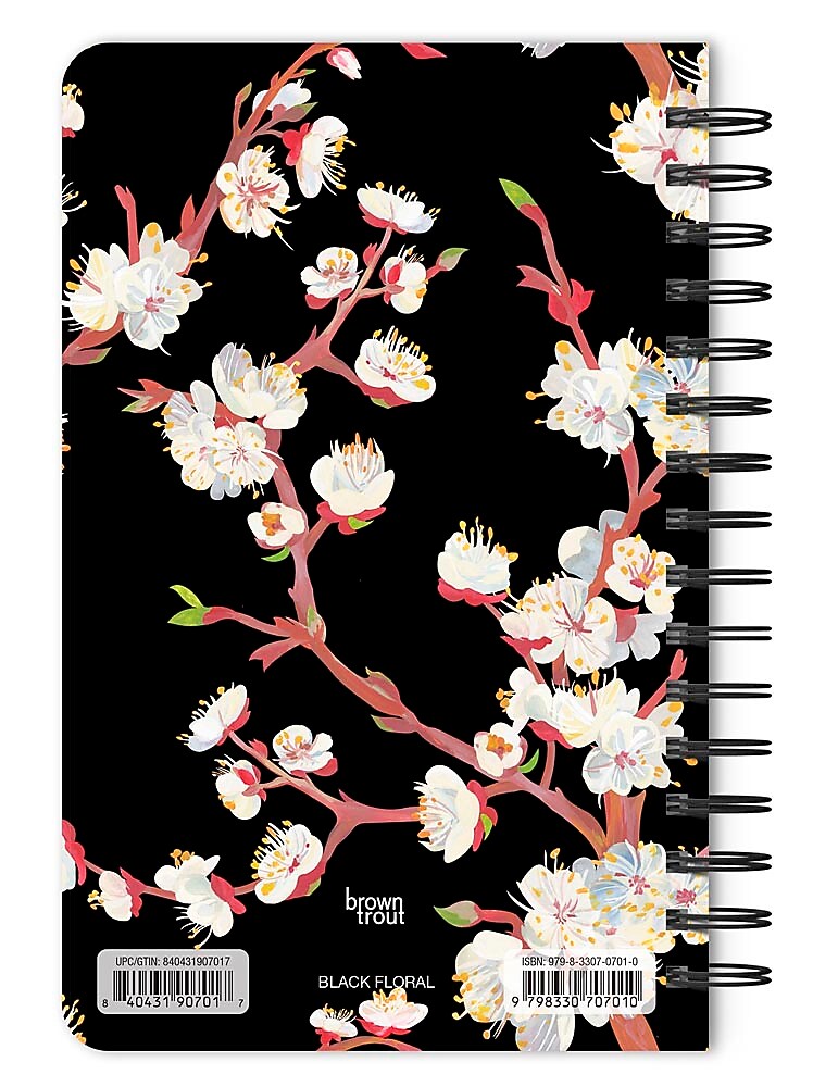 BrownTrout Black Floral Hardcover Journal, 5.25" x 8.25", Multicolored, 192 Pages (9798330707010)