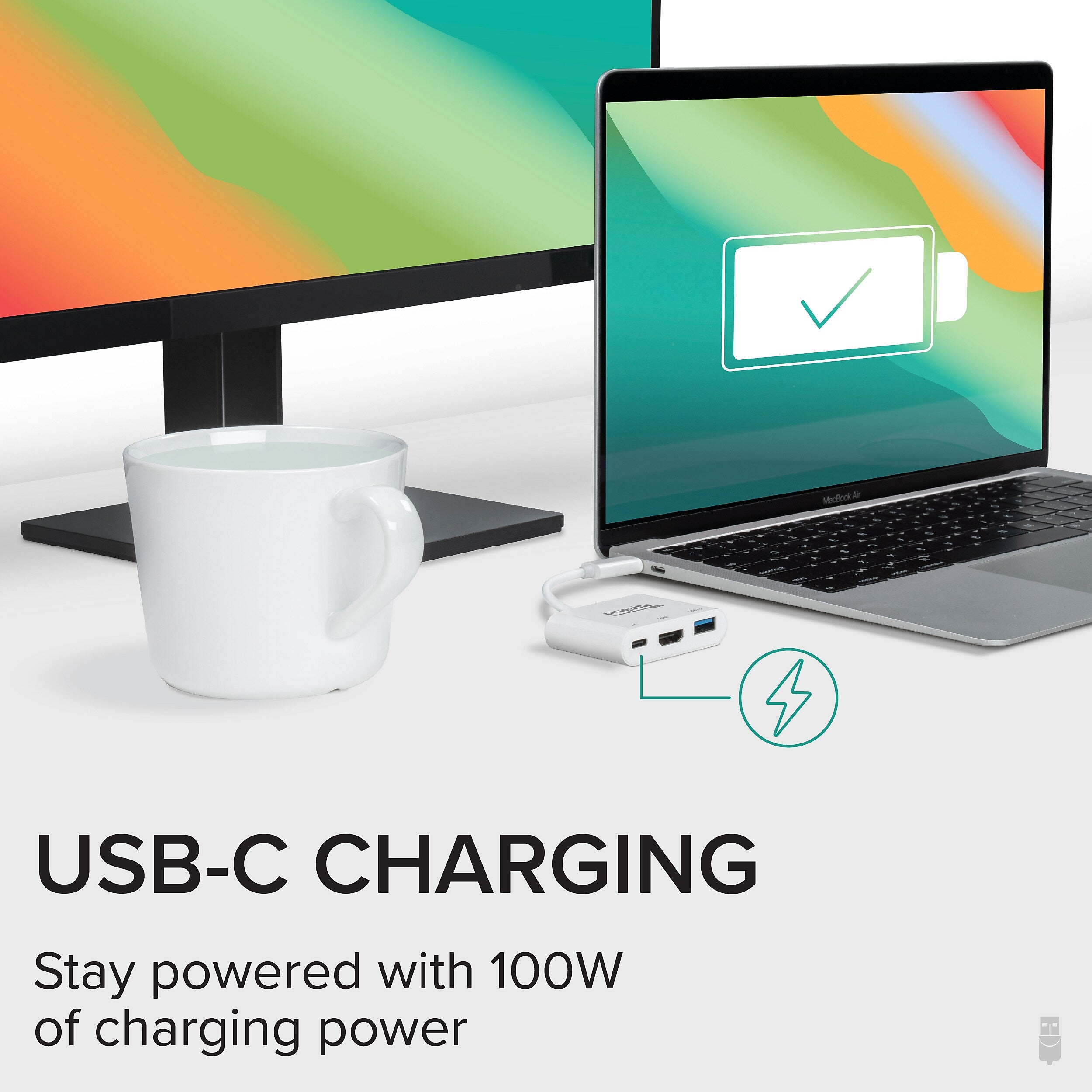 Plugable Mini Dock USB-C to HDMI/USB 3.0/USB-C Audio/Video Adapter, Male to Female/Female, White (USBC-MD103)