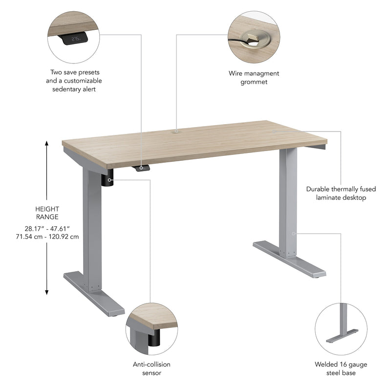 Bush Business Furniture Move 40 Series 48"W Electric Adjustable Standing Desk, Natural Elm/Cool Gray Metallic (M4S4824NESK)