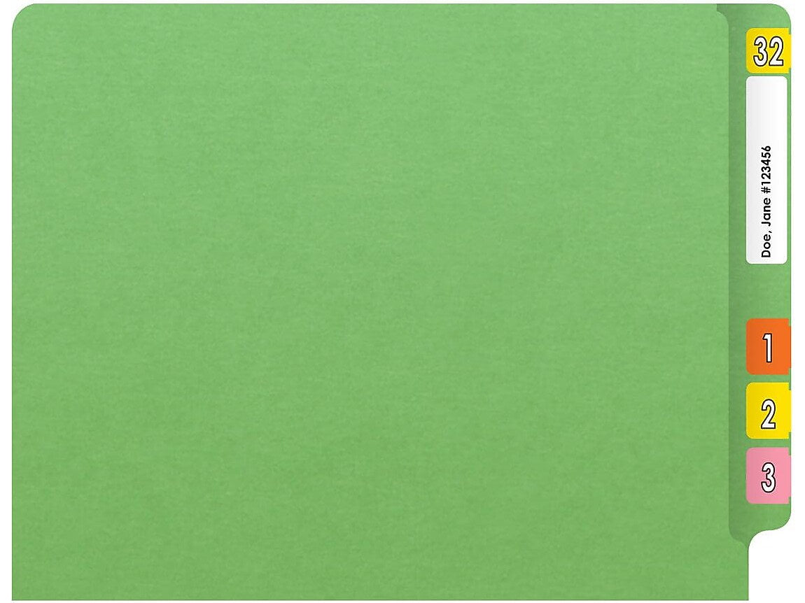 Medical Arts Press Heavy-Duty End Tab File Folder, Straight Cut, Letter-Size, Green, 40/Box (S-09459-GRN)