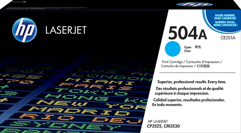 HP 504A Cyan Standard Yield Toner Cartridge, Prints Up to 7,000 Pages (CE251A)