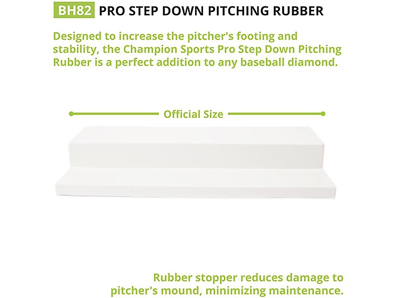 Champion Sports Pro Step-Down Baseball Pitching Rubber, White (BH82)