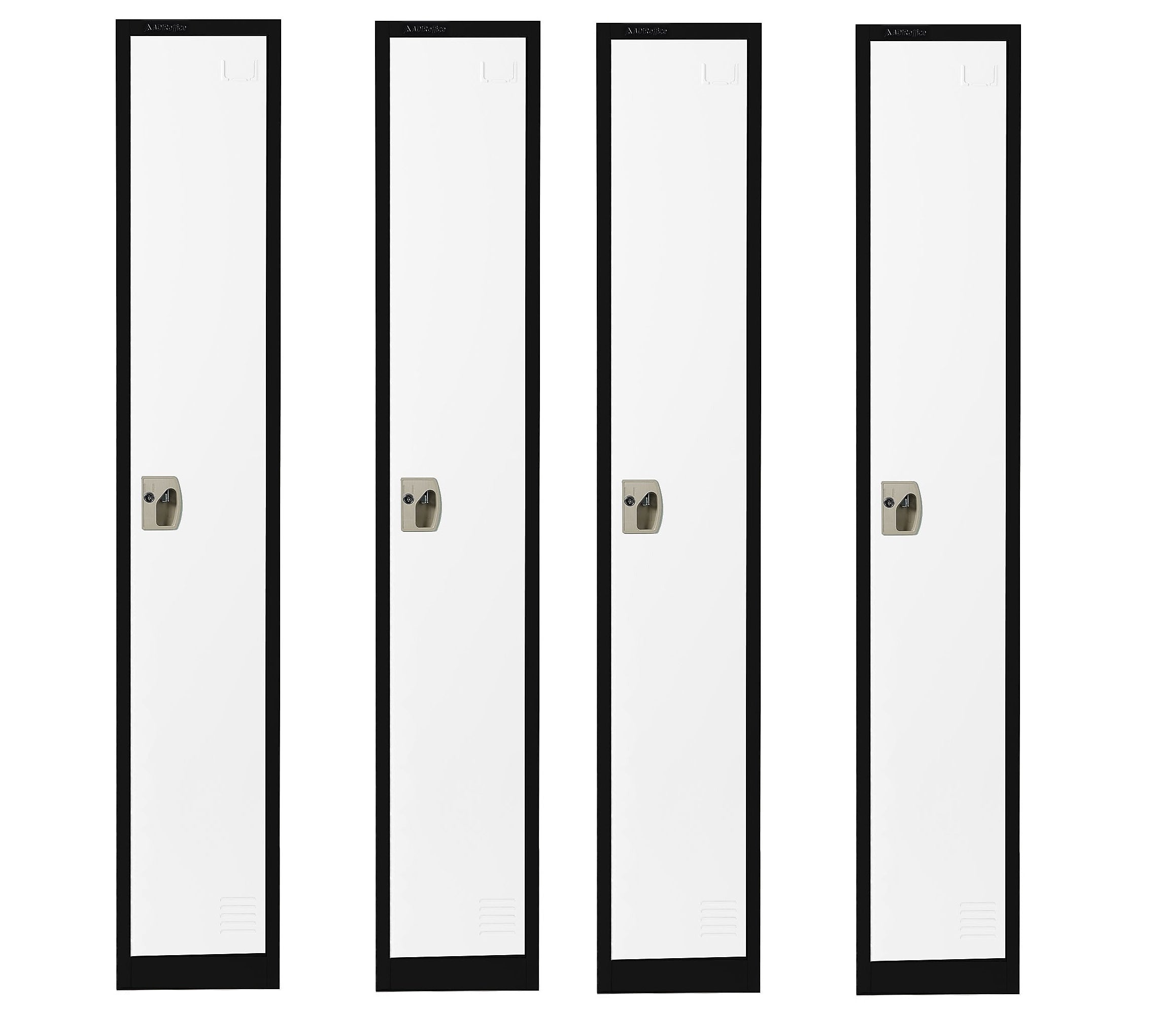 AdirOffice 72" Single Tier Black and White Storage Locker, 4/Pack (ADI629-201-B-W-PKG-4)
