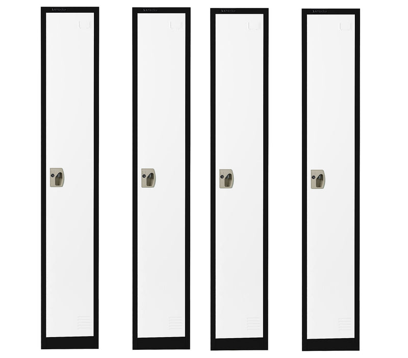 AdirOffice 72" Single Tier Black and White Storage Locker, 4/Pack (ADI629-201-B-W-PKG-4)