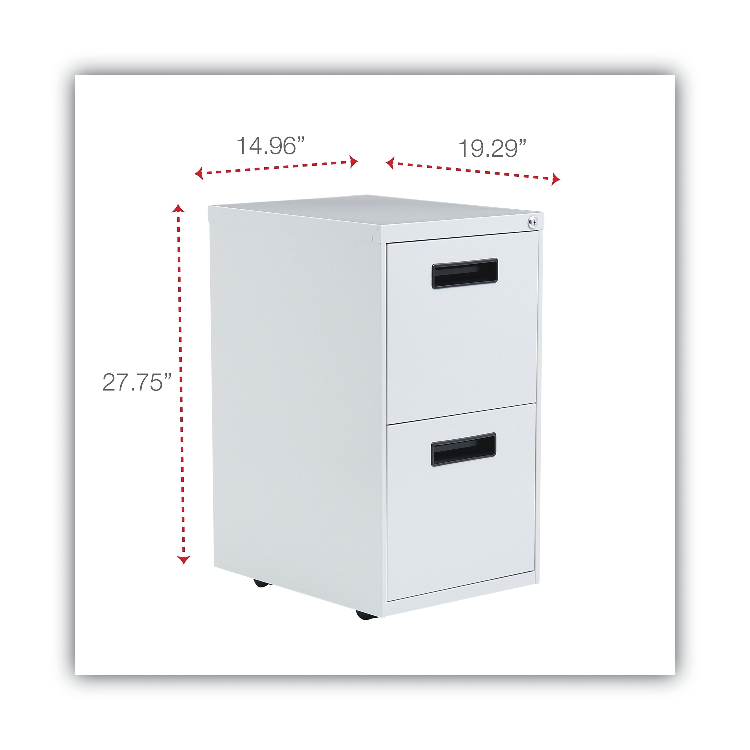 Alera 2-Drawer Mobile Vertical File Cabinet, Letter Size, Lockable, 28"H, Light Gray (ALEPAFFLG)
