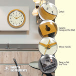 Infinity Instruments Round Retro Saffron Wall Clock, Aluminum, 15" (10940SY-15)