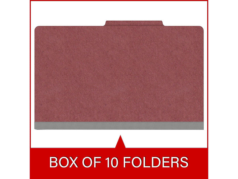 Medical Arts Press Pressboard Classification Folder, 1 Divider, 2" Expansion, Legal Size, Dark Red, 10/Box (DV-T52-14-3ARD)