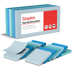 Staples® Pop-up Sticky Notes, 3" x 3", Ocean Views Collection, 100 Sheets/Pad, 12 Pads/Pack (S-33WCP12)