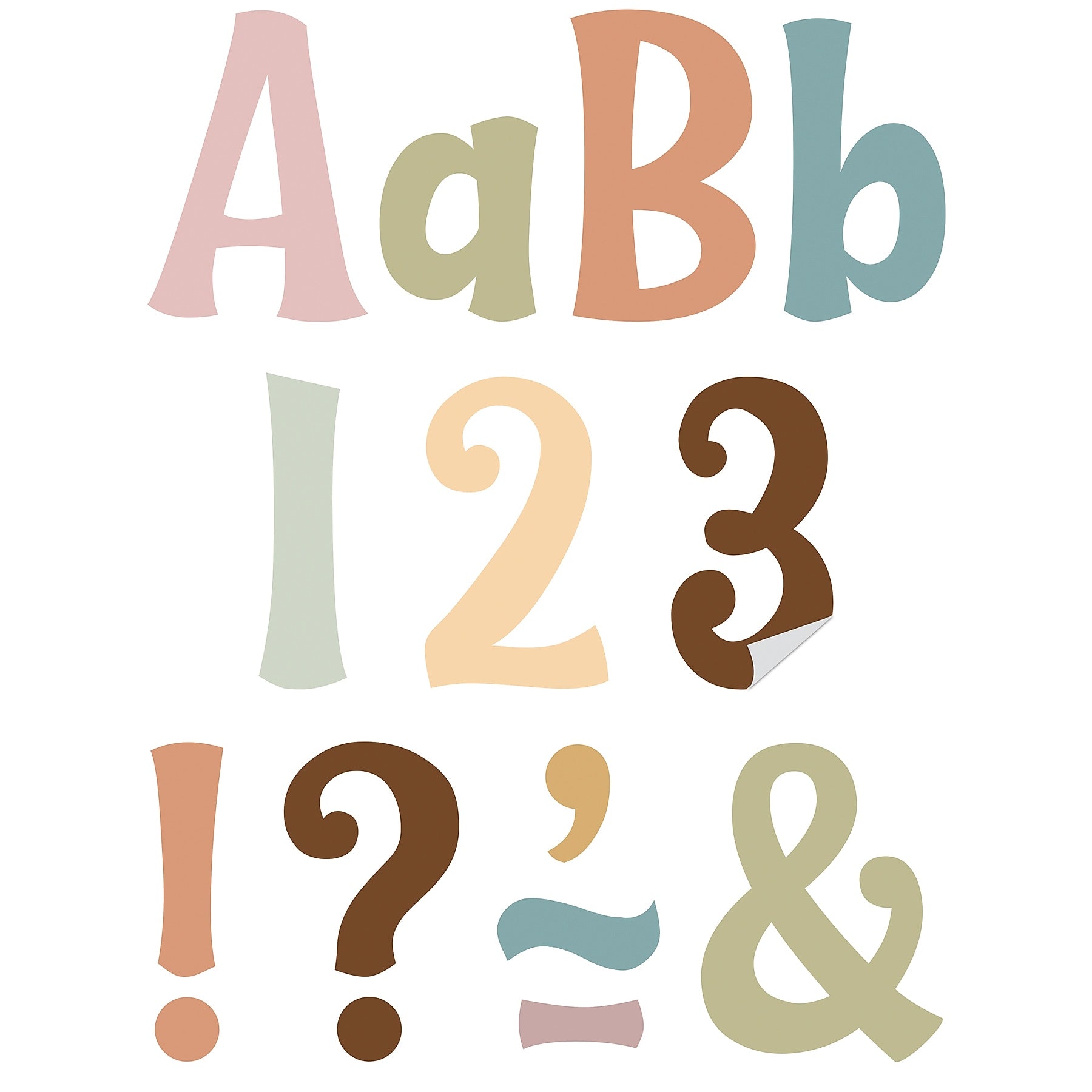 Teacher Created Resources Calming Colors Wild Whimsy  4" Self-Adhesive Letters and Numbers, Multicolored, 222/Pack (TCR9646)