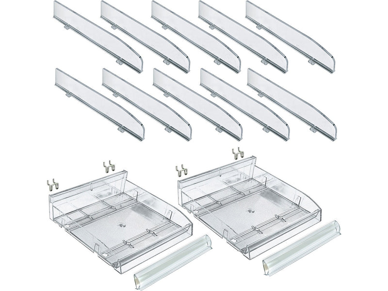 Azar 3.5" x 12" Pegboard 6-Compartment Cosmetic Tray, Clear, 2/Pack (225820-DIVIDER-2PK)