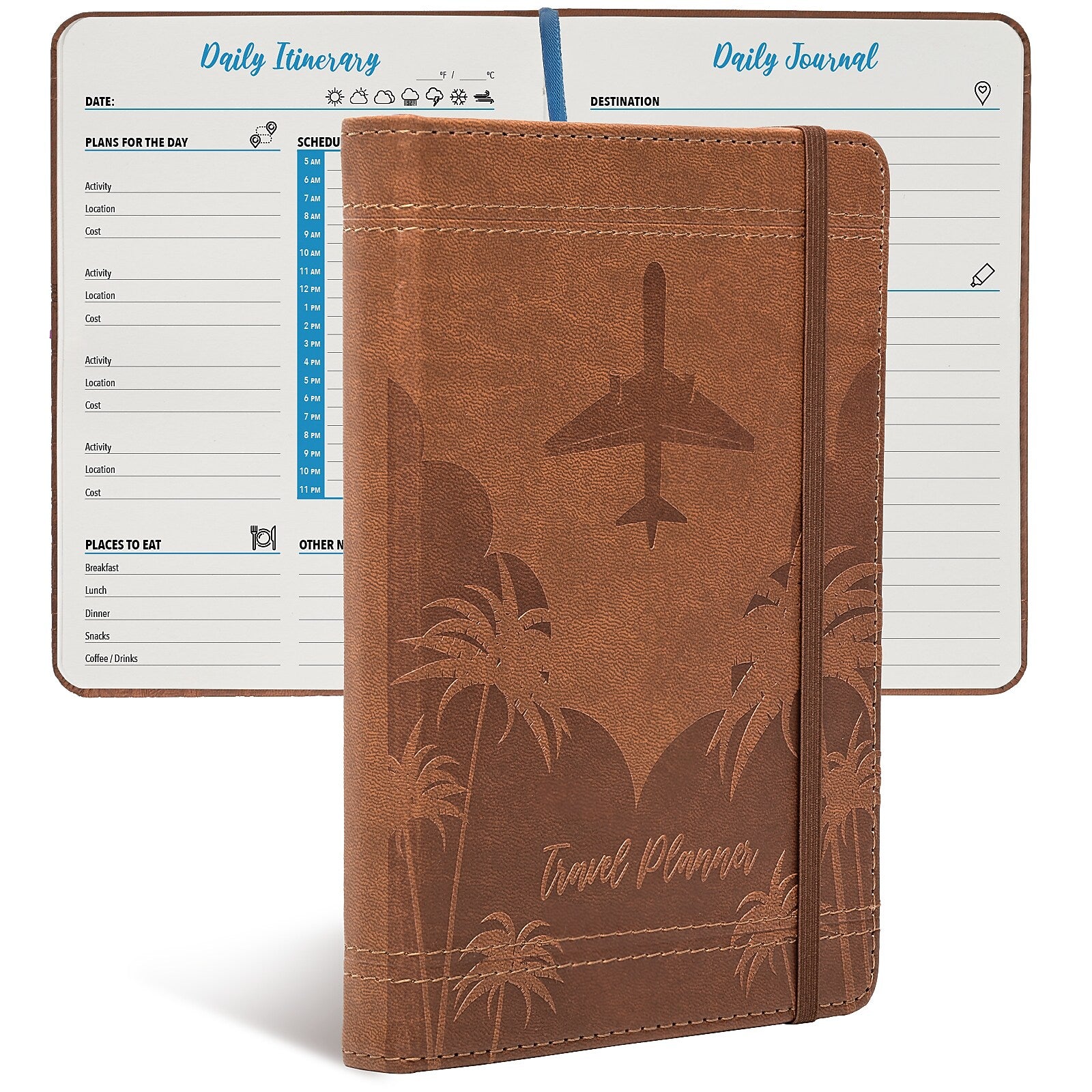 Global Printed Products Travel 5" x 7" Planner, Paperboard Cover, Brown (GPP-0119-A)
