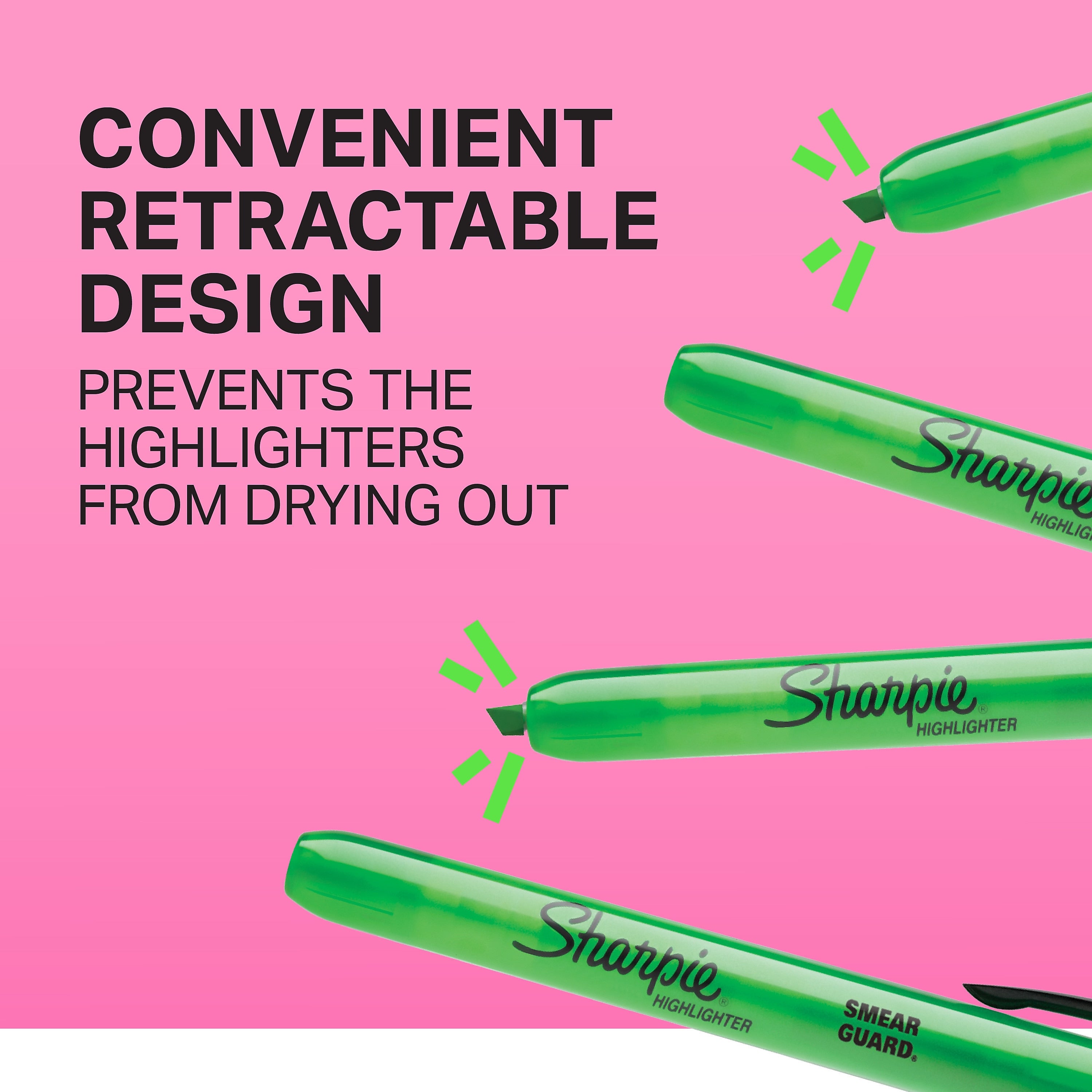 Sharpie Retractable Highlighter, Chisel Tip, Yellow, Dozen (28025)