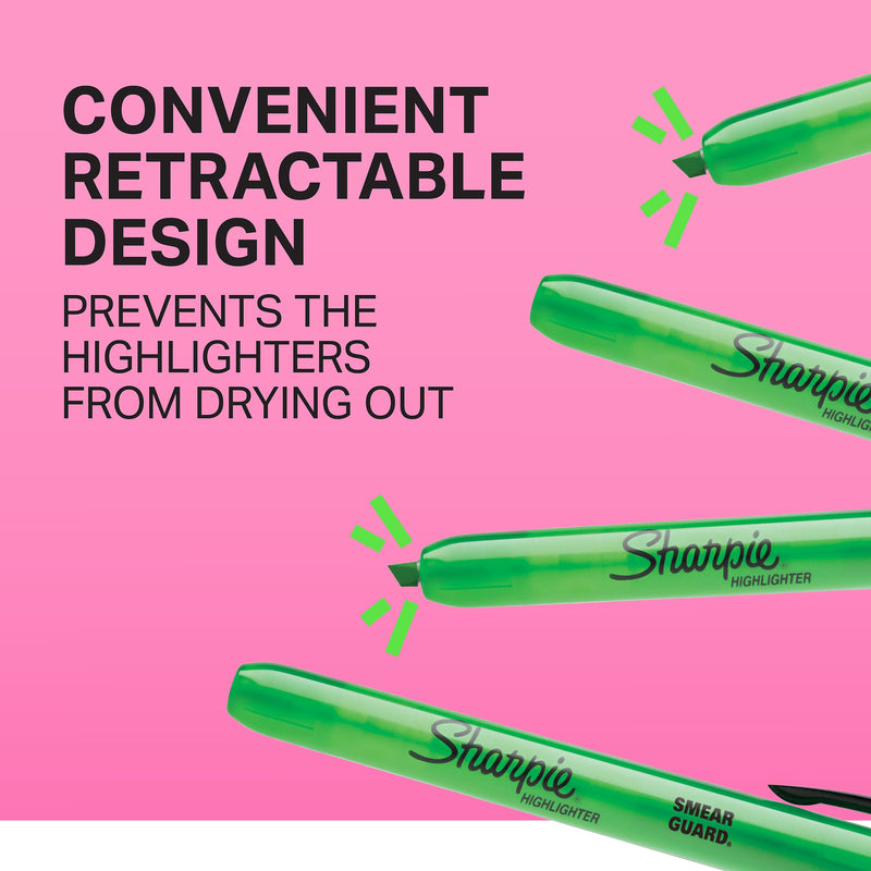 Sharpie Retractable Highlighter, Chisel Tip, Yellow, Dozen (28025)