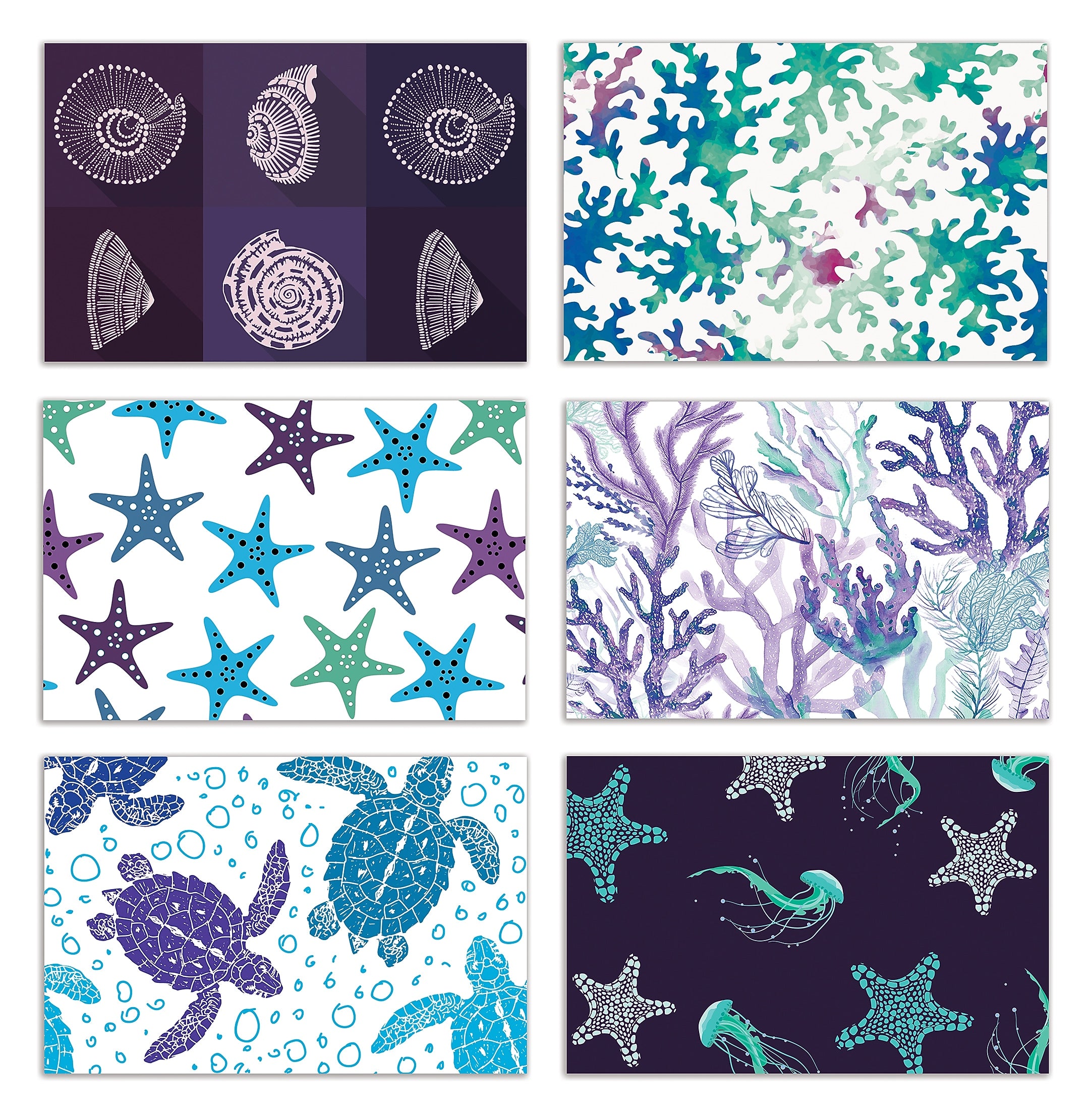 Better Office Cards with Envelopes, 4" x 6", Sea Life, 50/Pack (64559-50PK)