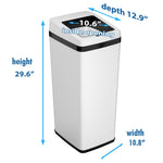 iTouchless Stainless Steel Sliding Lid Sensor Trash Can with AbsorbX Odor Control System, 14 Gal., White (IT14SW)
