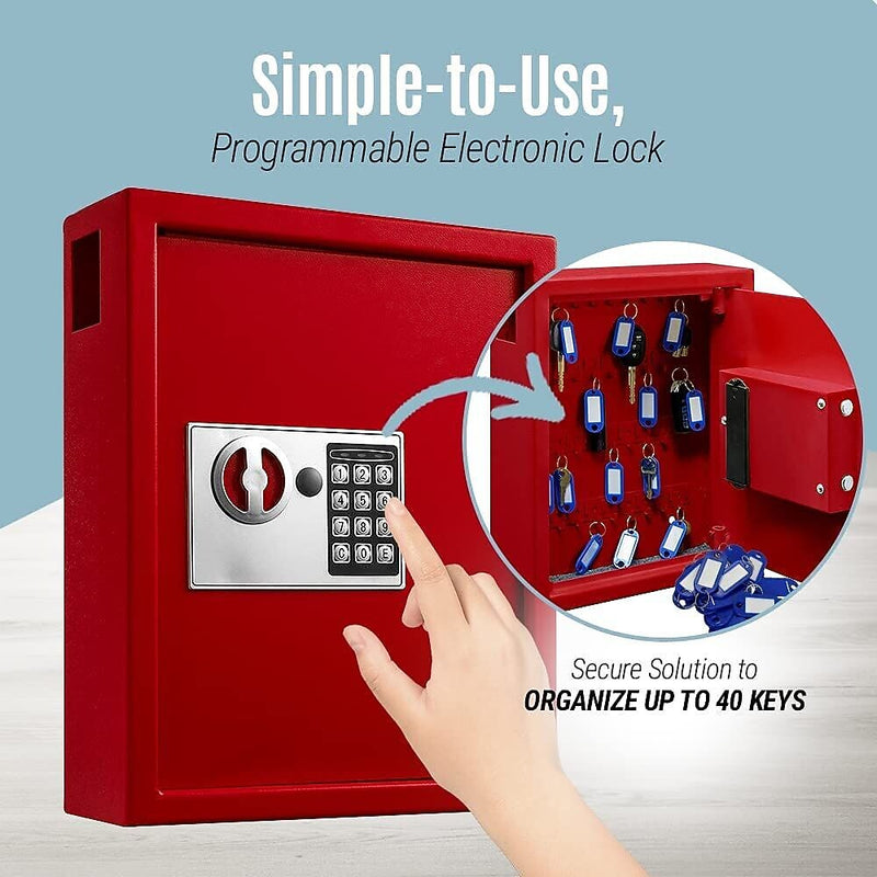 AdirOffice 40 Key Electronic Keypad Cabinet, Red (680-40-RED)