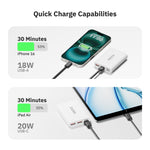 CODi USB-A/USB-C Power Bank, 10000 mAh, White  (A03031)