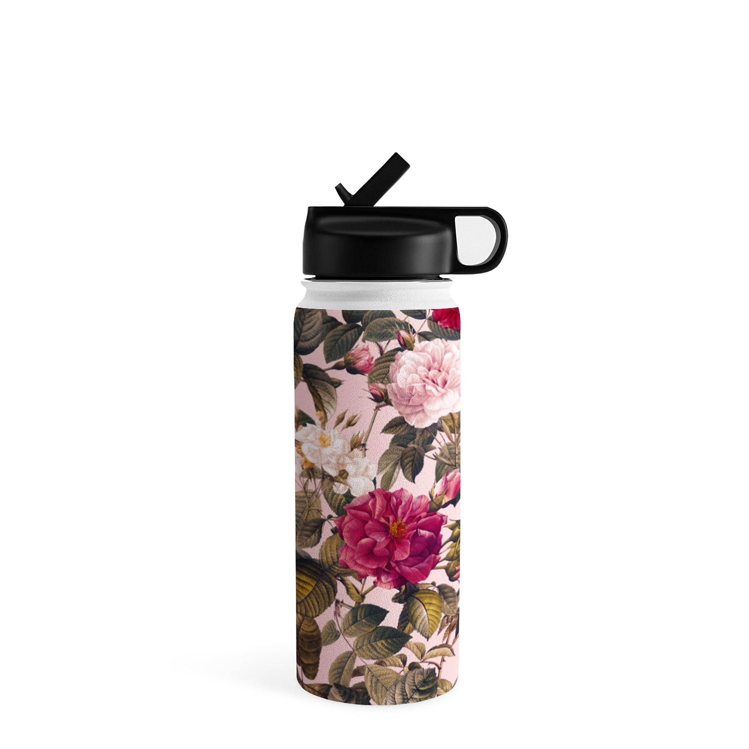 DENY Designs Rose Garden V by Burcu Korkmazyurek Stainless Steel Double Wall Insulated Water Bottle, 18 oz. (81069-WBTL05)