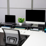 Mind Reader Adjustable Dual Monitor Stand, Up to 44 lbs., Black (MDFMOND-BLK)