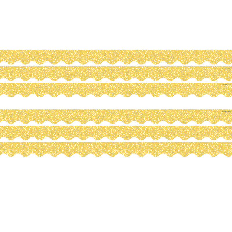 Teacher Created Resources Border Trim, 2.19" x 2.92', Composition Yellow Scalloped, 12/Pack, 6 Packs/Bundle (TCR9315-6)
