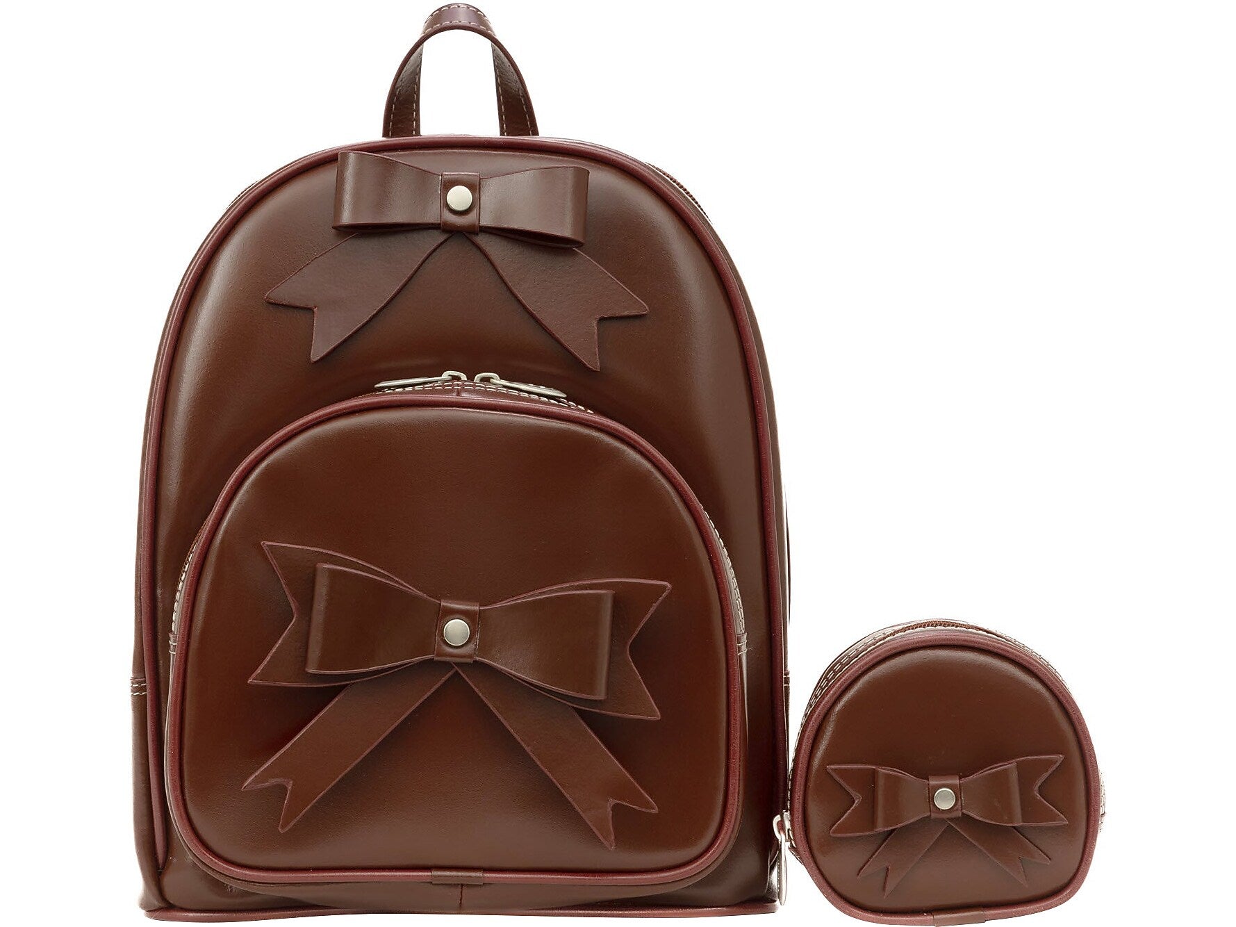 McKlein Arches 2-Piece Leather Backpack Set, Small, Red (99726)