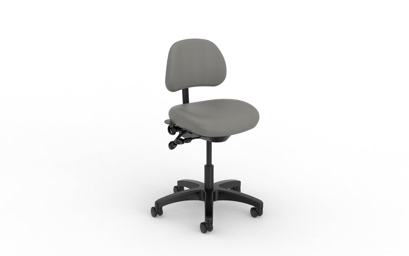 healtHcentric Armless Frixion Technician Stool with Backrest with Lumbar Support, Dark Grey