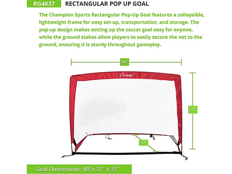 Champion Sports Rectangular Pop-Up Goal, Red (RG4837)