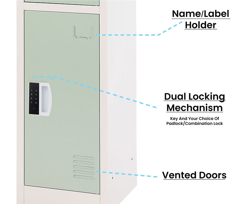 AdirOffice 72"H 3-Tier Misty Green Storage Locker (ADI629-203-MGRN-DL)