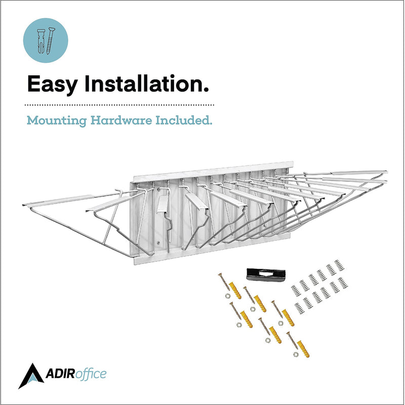 AdirOffice Steel Hanging Wall File, For Blueprint & Large-Format Files, White (617-WHI-KIT1)