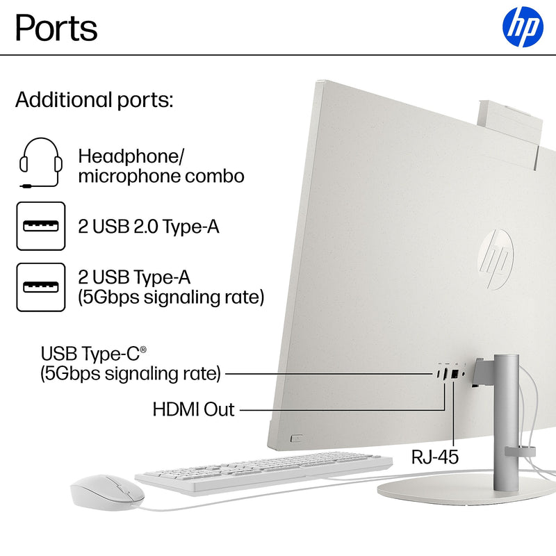 HP 27" All-in-One Desktop Computer, Intel Core  i5-1334U, 8GB RAM, 256GB SSD, Windows 11 Home
