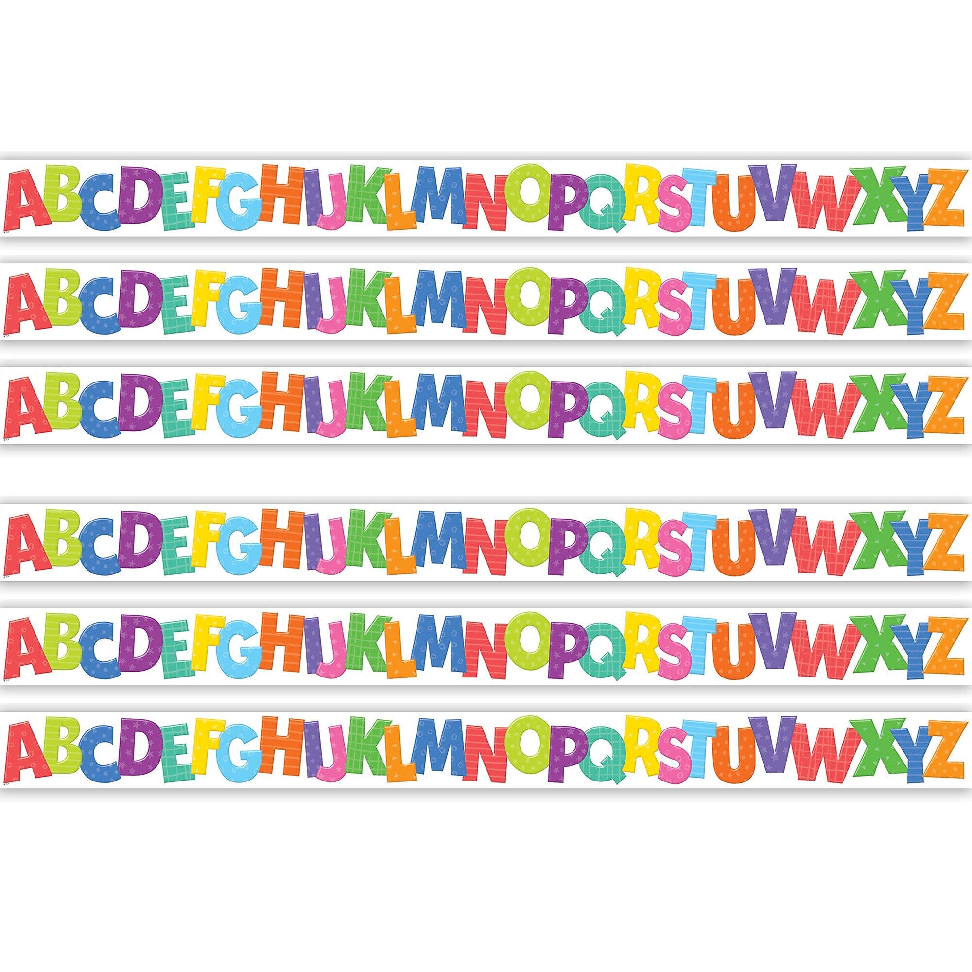 Teacher Created Resources Die-Cut Border Trim, 2.75" x 2.92', Colorful Alphabet, 12/Pack, 6 Packs/Bundle (TCR6916-6)
