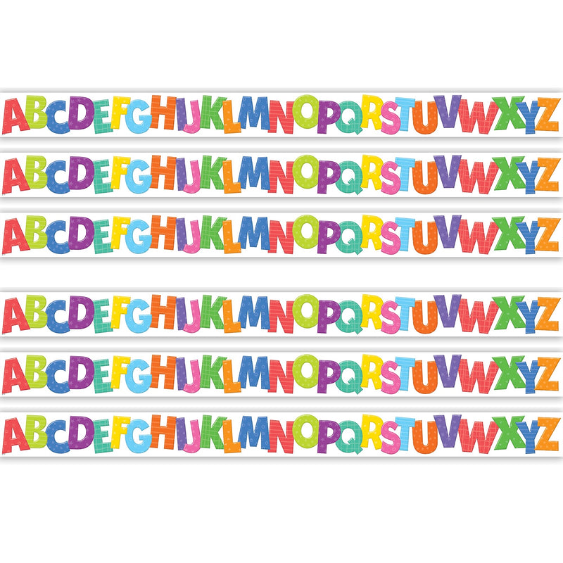 Teacher Created Resources Die-Cut Border Trim, 2.75" x 2.92', Colorful Alphabet, 12/Pack, 6 Packs/Bundle (TCR6916-6)