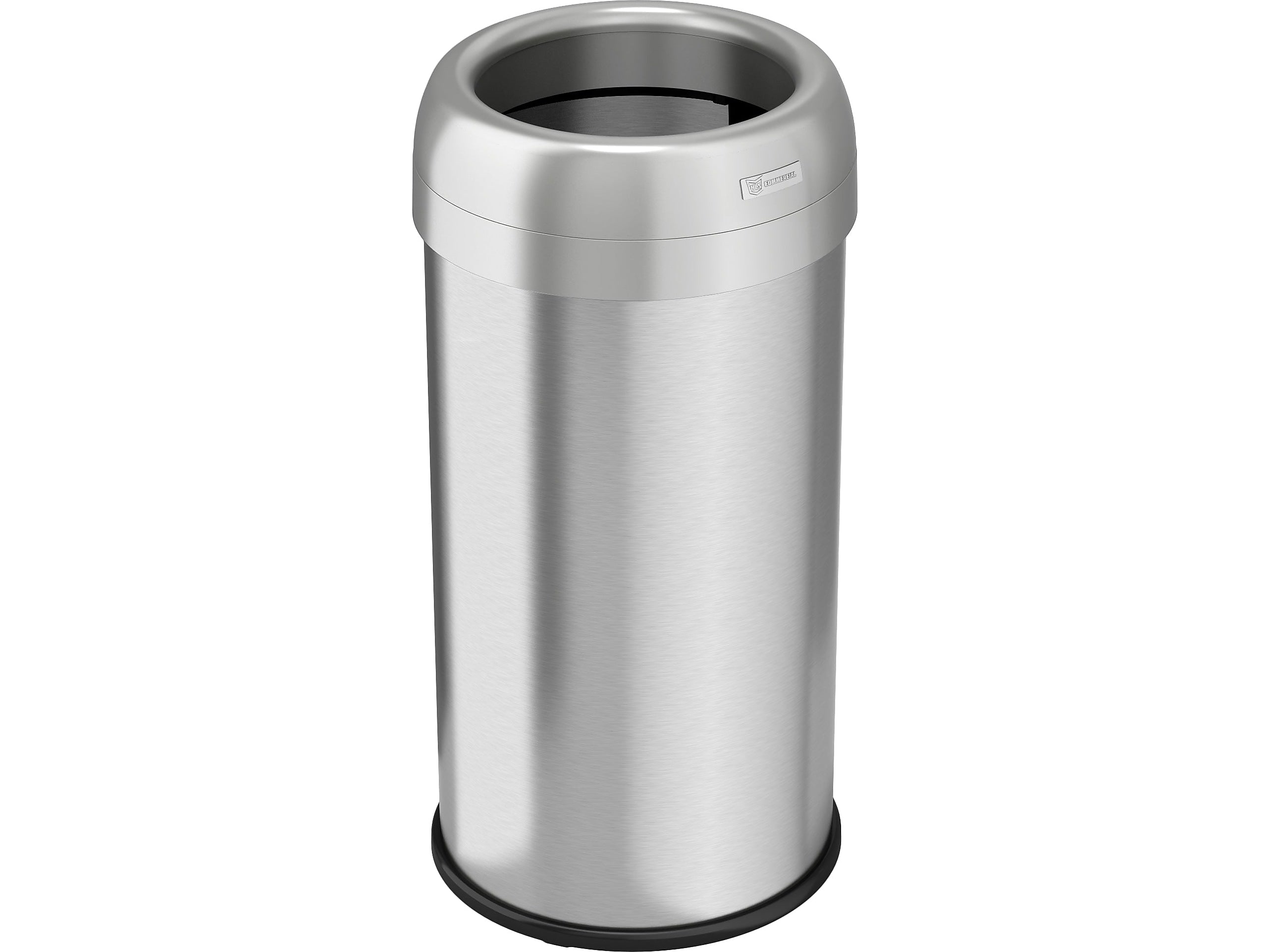 HLS Commercial Stainless Steel Trash Can with Open Lid, 16-Gallon, Silver (HLS16STR)
