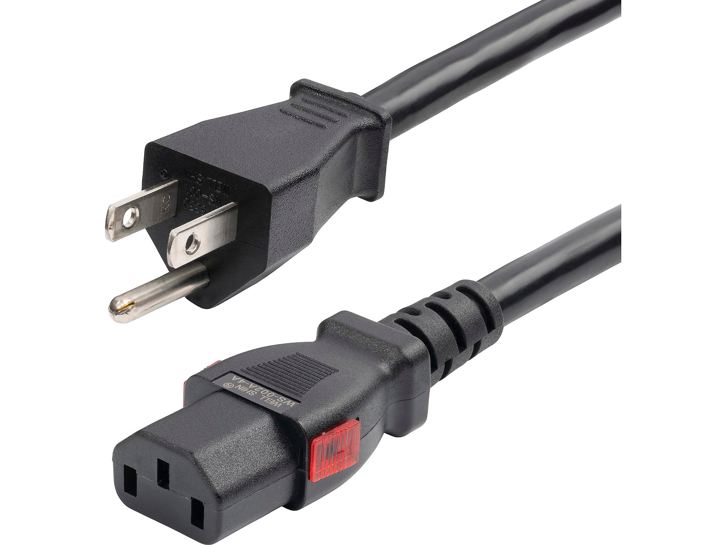 StarTech 12' NEMA 5-15P to Locking C13 Power Cable, Male to Female, Black (27LC-4B00-POWER-CORD)