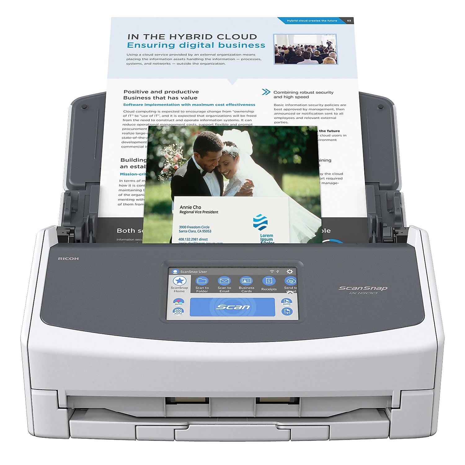 RICOH ScanSnap IX1600 PA03770-B615 Wireless Duplex Document Scanner, White