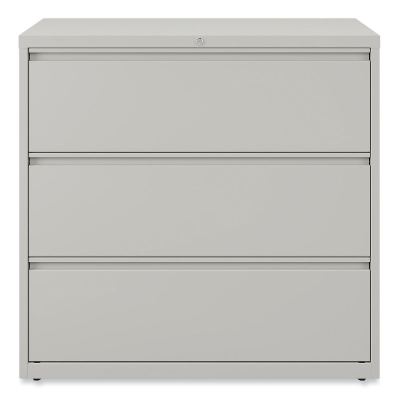 Alera 3-Drawer Lateral File Cabinet, Letter/Legal Size, Lockable, 40.25"H x 42"W x 18.63"D, Light Gray (ALEHLF4241LG)