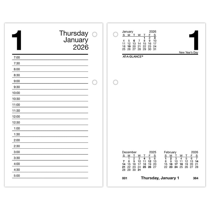 2026 AT-A-GLANCE 6" x 3.5" Daily Calendar Refill Pages, White (E717-50-26)