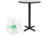 Correll 30" Round Dry-Erase Markerboard Cafe Table, Frosty White/Black (BXB30DER-80)
