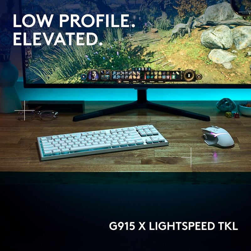 Logitech G Series G915 X LIGHTSPEED TKL Wireless Tactile Gaming Keyboard, White (920-012732)