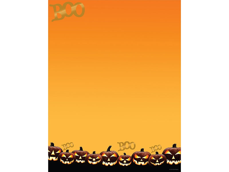 Great Papers Boo Jack-o'-Lanterns Holiday Letterhead, Orange/Black, 25/Pack (2023036)