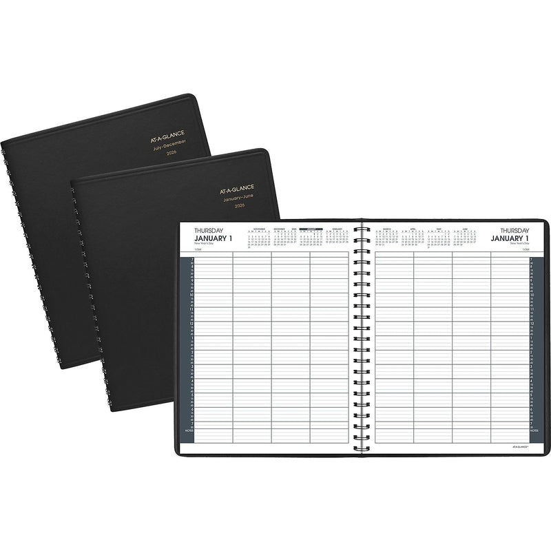 2026 AT-A-GLANCE 8.5" x 11" Calendar Year Daily Appointment Book, Faux Leather Cover, Black, 2/Set (70-212-05-26)