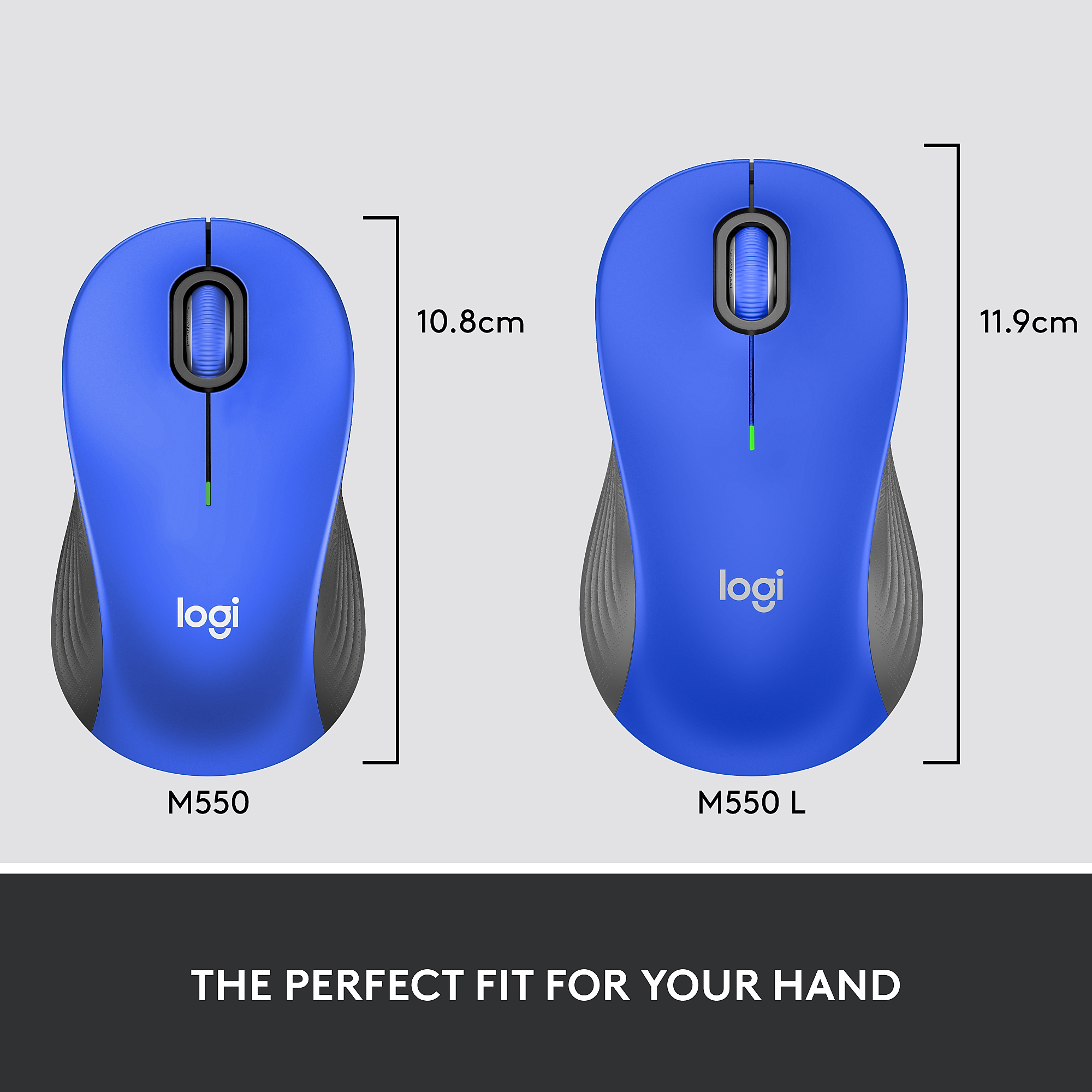 Logitech Signature M550 L Wireless Ergonomic Ambidextrous Optical Mouse, Blue (910-006794)