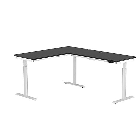 VersaDesk PowerLift 60"W Electric L-Shaped Adjustable Standing Desk, Black/White (PLLSD6072-WB-APP)